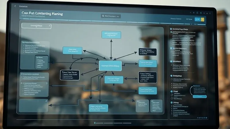 Photorealistic, professional photography, 8K, cinematic lighting, sharp focus, depth of field, shot on a high-end DSLR. A detailed, multi-layered flowchart on a digital screen, with arrows showing branching paths for different crisis scenarios, representing complex contingency planning. The background is a slightly blurred image of ancient ruins, linking the plan to its context. Photorealistic, professional photography, 8K, cinematic lighting, sharp focus, depth of field, shot on a high-end DSLR. A detailed, multi-layered flowchart on a digital screen, with arrows showing branching paths for different crisis scenarios, representing complex contingency planning. The background is a slightly blurred image of ancient ruins, linking the plan to its context.