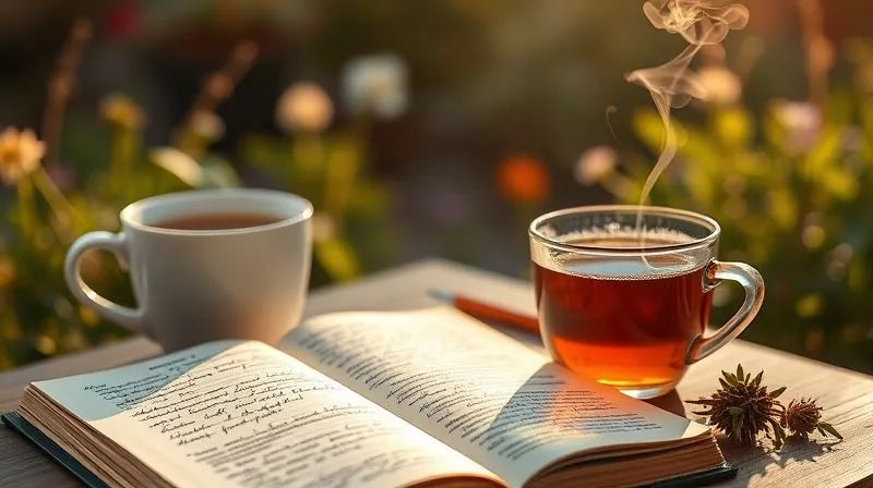 A photorealistic image of a professional's journal open to a page with handwritten notes and doodles, next to a steaming cup of herbal tea, set against a blurred background of a serene, sunlit garden. The journal shows reflections on personal growth and purpose. Soft, natural lighting, sharp focus on the journal, depth of field blurring the background. Shot on a high-end DSLR, 8K hyper-detailed. A photorealistic image of a professional's journal open to a page with handwritten notes and doodles, next to a steaming cup of herbal tea, set against a blurred background of a serene, sunlit garden. The journal shows reflections on personal growth and purpose. Soft, natural lighting, sharp focus on the journal, depth of field blurring the background. Shot on a high-end DSLR, 8K hyper-detailed.