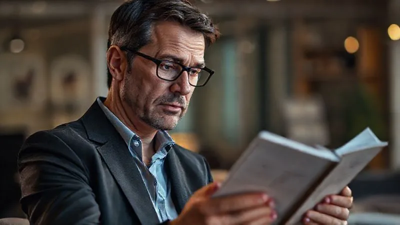 A photorealistic image of a professional, mid-30s, looking thoughtfully at a calendar or planner, with a slightly tired but determined expression. The background shows a blurred office environment transitioning into a more relaxed home setting, cinematic lighting, sharp focus on the person and planner, depth of field, 8K hyper-detailed, shot on a high-end DSLR. The atmosphere should convey the challenge of balancing demanding work with personal time.