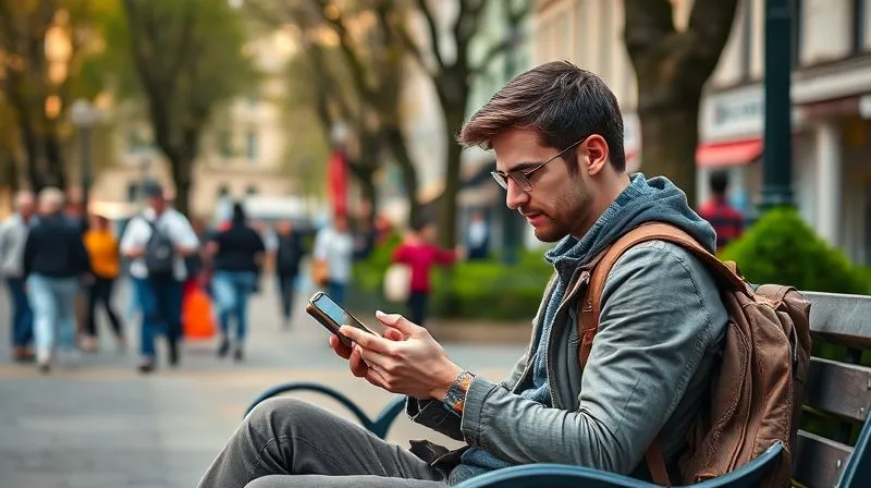 A photorealistic image of a traveler sitting on a park bench in a vibrant European city, looking at their smartphone with a language learning app open. They are surrounded by local architecture and people, suggesting active engagement with their environment. Professional photography, 8K, cinematic lighting, sharp focus on the smartphone and traveler, depth of field blurring the background, shot on a high-end DSLR. A photorealistic image of a traveler sitting on a park bench in a vibrant European city, looking at their smartphone with a language learning app open. They are surrounded by local architecture and people, suggesting active engagement with their environment. Professional photography, 8K, cinematic lighting, sharp focus on the smartphone and traveler, depth of field blurring the background, shot on a high-end DSLR.
