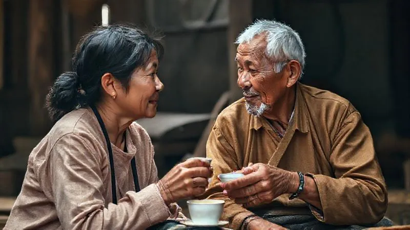 A photorealistic image of a volunteer and a local community member (e.g., an elder or a craftsperson) engaged in a deep, respectful conversation, perhaps sharing a cup of tea or working side-by-side on a traditional craft. Their body language should convey mutual respect and genuine interest, set in an authentic cultural environment, 8K, cinematic lighting, sharp focus on their faces, depth of field, shot on a high-end DSLR. A photorealistic image of a volunteer and a local community member (e.g., an elder or a craftsperson) engaged in a deep, respectful conversation, perhaps sharing a cup of tea or working side-by-side on a traditional craft. Their body language should convey mutual respect and genuine interest, set in an authentic cultural environment, 8K, cinematic lighting, sharp focus on their faces, depth of field, shot on a high-end DSLR.