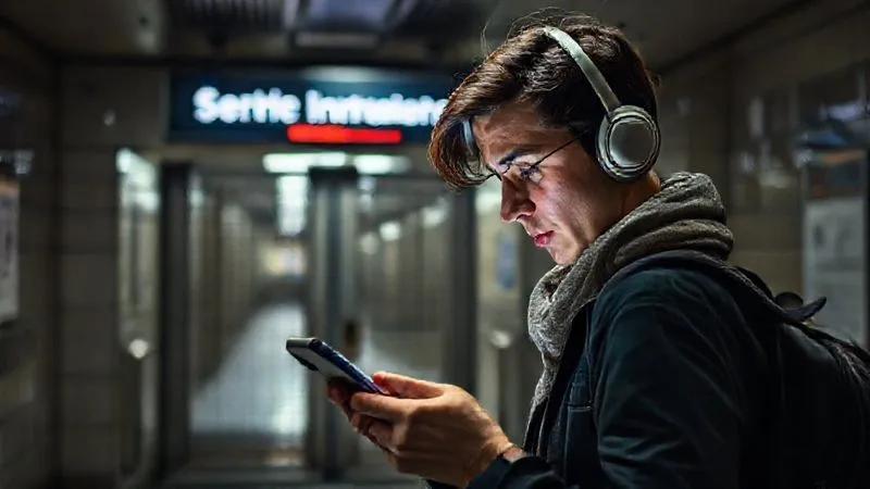 photorealistic, professional photography, 8K, cinematic lighting, sharp focus, depth of field, shot on a high-end DSLR. A traveler looking distressed and checking their phone frantically at a closed metro station entrance, with a 'Service Interruption' sign in the background. The scene conveys a sense of unexpected travel challenge and the need for quick problem-solving. photorealistic, professional photography, 8K, cinematic lighting, sharp focus, depth of field, shot on a high-end DSLR. A traveler looking distressed and checking their phone frantically at a closed metro station entrance, with a 'Service Interruption' sign in the background. The scene conveys a sense of unexpected travel challenge and the need for quick problem-solving.