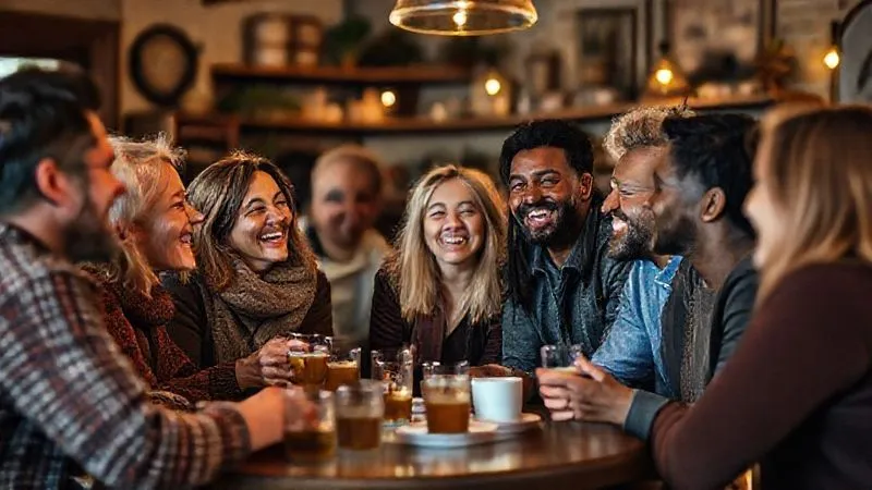 A diverse group of people, smiling and engaged, sharing stories and laughter in a warm, inviting community space, perhaps a tea house or a cozy lounge. The atmosphere is one of genuine connection, trust, and shared positive experience, reflecting the power of authentic recommendations. Photorealistic, professional photography, 8K, cinematic lighting, sharp focus, depth of field, shot on a high-end DSLR. A diverse group of people, smiling and engaged, sharing stories and laughter in a warm, inviting community space, perhaps a tea house or a cozy lounge. The atmosphere is one of genuine connection, trust, and shared positive experience, reflecting the power of authentic recommendations. Photorealistic, professional photography, 8K, cinematic lighting, sharp focus, depth of field, shot on a high-end DSLR.