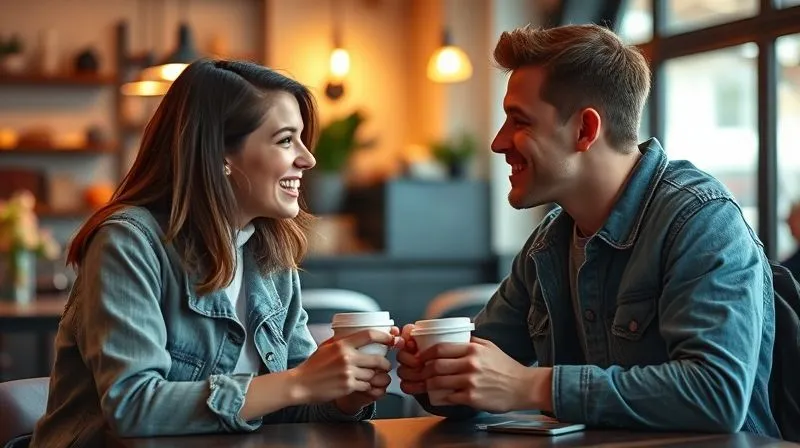 A photorealistic, professional photography, 8K, cinematic lighting, sharp focus, depth of field, shot on a high-end DSLR, of two young adults, one local and one traveler, deeply engaged in conversation over a cup of coffee in a quaint cafe, their body language open and expressive, warm natural light illuminating their faces, symbolizing authentic dialogue. A photorealistic, professional photography, 8K, cinematic lighting, sharp focus, depth of field, shot on a high-end DSLR, of two young adults, one local and one traveler, deeply engaged in conversation over a cup of coffee in a quaint cafe, their body language open and expressive, warm natural light illuminating their faces, symbolizing authentic dialogue.
