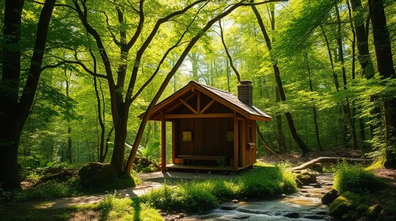 A tranquil, secluded meditation hut nestled in a lush, vibrant green forest, with dappled sunlight filtering through the canopy. A gentle stream flows nearby, and the air feels still and peaceful. Photorealistic, professional photography, 8K, cinematic lighting, sharp focus, depth of field, shot on a high-end DSLR. A tranquil, secluded meditation hut nestled in a lush, vibrant green forest, with dappled sunlight filtering through the canopy. A gentle stream flows nearby, and the air feels still and peaceful. Photorealistic, professional photography, 8K, cinematic lighting, sharp focus, depth of field, shot on a high-end DSLR.