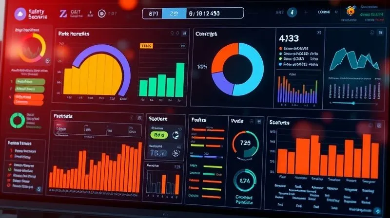 A dynamic image of a safety management system dashboard, with real-time data visualizations of risk metrics and operational safety indicators, futuristic UI, photorealistic, professional photography, 8K, cinematic lighting, sharp focus, depth of field, shot on a high-end DSLR. A dynamic image of a safety management system dashboard, with real-time data visualizations of risk metrics and operational safety indicators, futuristic UI, photorealistic, professional photography, 8K, cinematic lighting, sharp focus, depth of field, shot on a high-end DSLR.