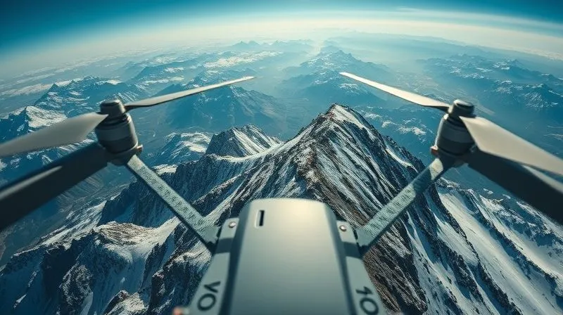 A photorealistic shot from a drone's perspective, looking down on a small team of trekkers on a remote high-altitude ridge. The drone's rotors are slightly blurred, and the image includes a subtle HUD overlay with GPS coordinates. The scene is stark and majestic, cinematic lighting, sharp focus on the trekkers and terrain, depth of field, 8K hyper-detailed, professional photography, shot on a high-end DSLR. A photorealistic shot from a drone's perspective, looking down on a small team of trekkers on a remote high-altitude ridge. The drone's rotors are slightly blurred, and the image includes a subtle HUD overlay with GPS coordinates. The scene is stark and majestic, cinematic lighting, sharp focus on the trekkers and terrain, depth of field, 8K hyper-detailed, professional photography, shot on a high-end DSLR.
