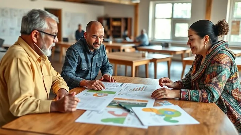 A photorealistic image of a diverse group of stakeholders – local community leaders, a tour operator, and an NGO representative – engaged in a collaborative discussion around a table, reviewing data charts and maps. The setting is a bright, community center, symbolizing partnership and shared responsibility. 8K, cinematic lighting, sharp focus on their engaged faces and the documents, depth of field blurring the background slightly. A photorealistic image of a diverse group of stakeholders – local community leaders, a tour operator, and an NGO representative – engaged in a collaborative discussion around a table, reviewing data charts and maps. The setting is a bright, community center, symbolizing partnership and shared responsibility. 8K, cinematic lighting, sharp focus on their engaged faces and the documents, depth of field blurring the background slightly.
