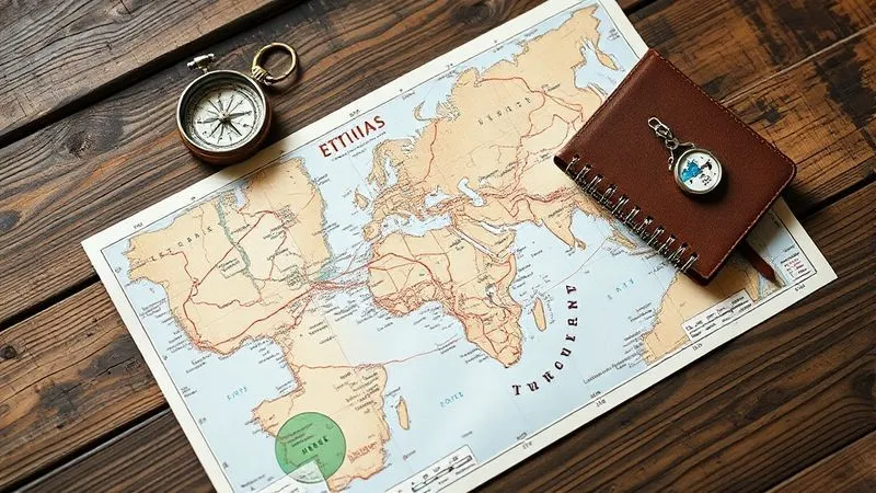 A photorealistic overhead shot of a beautifully designed market tour brochure or map, with a vintage compass and a small, eco-friendly travel journal laid out on a rustic wooden wooden table, soft natural light, professional photography, 8K, cinematic lighting, sharp focus on the details of the map, depth of field blurring the background, shot on a high-end DSLR, symbolizing sustainable travel planning. A photorealistic overhead shot of a beautifully designed market tour brochure or map, with a vintage compass and a small, eco-friendly travel journal laid out on a rustic wooden wooden table, soft natural light, professional photography, 8K, cinematic lighting, sharp focus on the details of the map, depth of field blurring the background, shot on a high-end DSLR, symbolizing sustainable travel planning.