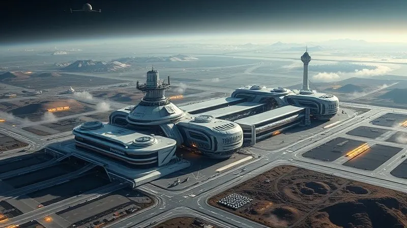 A photorealistic image of a futuristic spaceport, showcasing advanced technologies like electric propulsion systems and in-situ resource utilization facilities, with a focus on sustainability and environmental responsibility. Professional photography, 8K, cinematic lighting, sharp focus on the spaceport, depth of field blurring the surrounding landscape, shot on a high-end DSLR. A photorealistic image of a futuristic spaceport, showcasing advanced technologies like electric propulsion systems and in-situ resource utilization facilities, with a focus on sustainability and environmental responsibility. Professional photography, 8K, cinematic lighting, sharp focus on the spaceport, depth of field blurring the surrounding landscape, shot on a high-end DSLR.