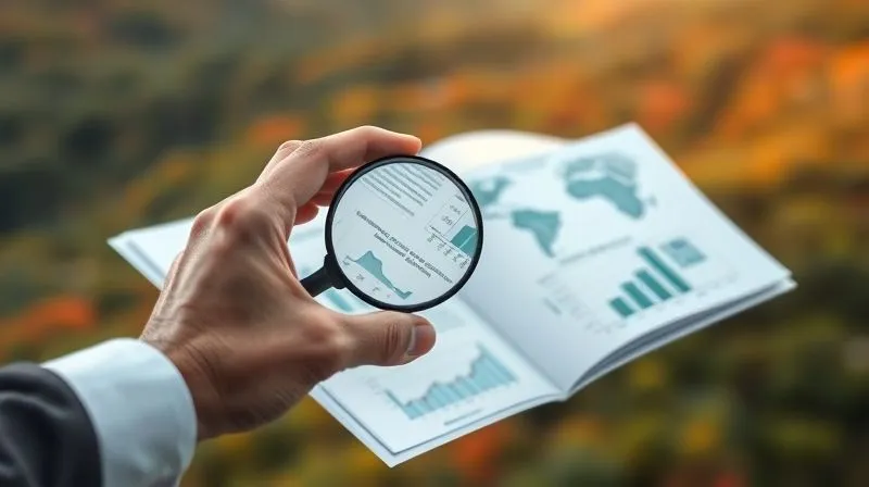 Photorealistic, professional photography, 8K, cinematic lighting, sharp focus, depth of field, shot on a high-end DSLR. A corporate hand holding a magnifying glass over an open, detailed report on an eco-project, with complex charts and text visible. The background is a blurred, but vibrant, natural landscape. Photorealistic, professional photography, 8K, cinematic lighting, sharp focus, depth of field, shot on a high-end DSLR. A corporate hand holding a magnifying glass over an open, detailed report on an eco-project, with complex charts and text visible. The background is a blurred, but vibrant, natural landscape.