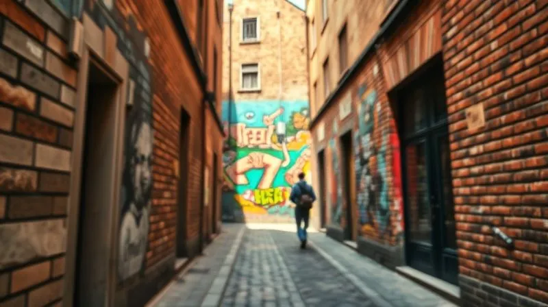 A photorealistic, professional photography, 8K, cinematic lighting, sharp focus, depth of field, shot on a high-end DSLR. A narrow, cobblestone alleyway in a historic European city, bathed in warm afternoon sunlight, revealing a vibrant, intricate street art mural covering an entire brick wall. A lone figure, blurred in the background, walks away, suggesting a moment of quiet discovery. A photorealistic, professional photography, 8K, cinematic lighting, sharp focus, depth of field, shot on a high-end DSLR. A narrow, cobblestone alleyway in a historic European city, bathed in warm afternoon sunlight, revealing a vibrant, intricate street art mural covering an entire brick wall. A lone figure, blurred in the background, walks away, suggesting a moment of quiet discovery.