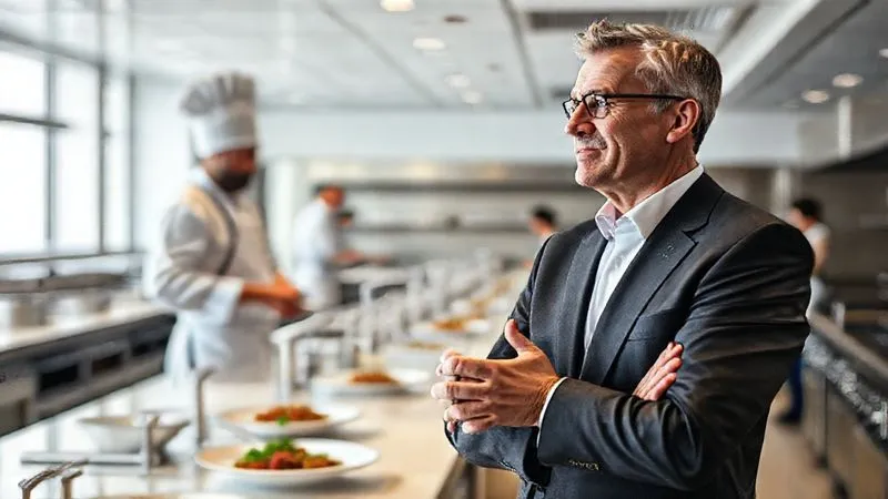 photorealistic, professional photography, 8K, cinematic lighting, sharp focus, depth of field, shot on a high-end DSLR. A visibly bored, well-dressed business executive in a sterile, brightly lit kitchen, passively watching a chef demonstrate a dish. The executive's hands are clasped, a half-hearted smile on their face, while the background shows multiple identical workstations with minimal interaction. The scene conveys a lack of engagement and an uninspired corporate event. photorealistic, professional photography, 8K, cinematic lighting, sharp focus, depth of field, shot on a high-end DSLR. A visibly bored, well-dressed business executive in a sterile, brightly lit kitchen, passively watching a chef demonstrate a dish. The executive's hands are clasped, a half-hearted smile on their face, while the background shows multiple identical workstations with minimal interaction. The scene conveys a lack of engagement and an uninspired corporate event.