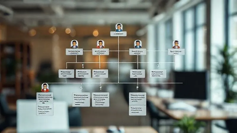 A detailed, professional workflow chart showing clear delegation paths and communication protocols before a holiday, with team members' avatars and task assignments, set against a blurred office background, 8K, cinematic lighting, sharp focus on the chart, depth of field, shot on a high-end DSLR.