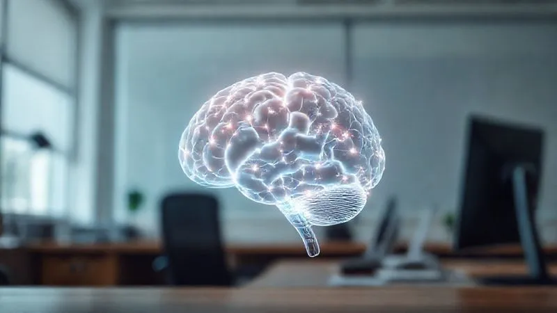 photorealistic, professional photography, 8K, cinematic lighting, sharp focus on a translucent, glowing brain with faint, intricate digital circuits superimposed, set against a blurred background of a serene, empty office desk. Depth of field blurring the background, sharp focus on the brain. Symbolizes the mind's constant connection to work. photorealistic, professional photography, 8K, cinematic lighting, sharp focus on a translucent, glowing brain with faint, intricate digital circuits superimposed, set against a blurred background of a serene, empty office desk. Depth of field blurring the background, sharp focus on the brain. Symbolizes the mind's constant connection to work.