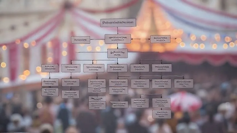 A photorealistic, professional photography image of a detailed, complex event planning flowchart with various contingency branches, overlaid with a subtle historical festival motif in the background. The flowchart is in sharp focus, 8K, cinematic lighting, depth of field, shot on a high-end DSLR. A photorealistic, professional photography image of a detailed, complex event planning flowchart with various contingency branches, overlaid with a subtle historical festival motif in the background. The flowchart is in sharp focus, 8K, cinematic lighting, depth of field, shot on a high-end DSLR.