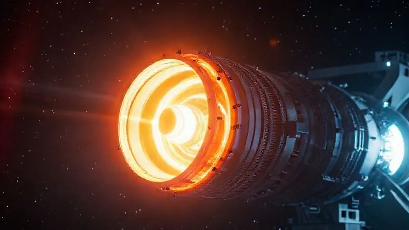 A photorealistic, professional photography, 8K, cinematic lighting, sharp focus, depth of field, shot on a high-end DSLR image of a conceptual nuclear thermal rocket engine glowing with internal heat, surrounded by advanced shielding and instrumentation, set against a dark, starry backdrop in space, conveying powerful, contained energy. A photorealistic, professional photography, 8K, cinematic lighting, sharp focus, depth of field, shot on a high-end DSLR image of a conceptual nuclear thermal rocket engine glowing with internal heat, surrounded by advanced shielding and instrumentation, set against a dark, starry backdrop in space, conveying powerful, contained energy.