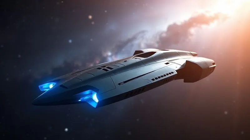 photorealistic, professional photography, 8K, cinematic lighting, sharp focus, depth of field, shot on a high-end DSLR, a sleek, futuristic spacecraft with glowing blue electric thrusters, silhouetted against a nebula. The image conveys advanced technology and efficient space travel, with a sense of quiet power. photorealistic, professional photography, 8K, cinematic lighting, sharp focus, depth of field, shot on a high-end DSLR, a sleek, futuristic spacecraft with glowing blue electric thrusters, silhouetted against a nebula. The image conveys advanced technology and efficient space travel, with a sense of quiet power.