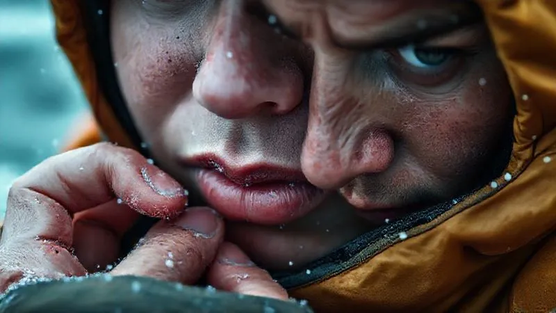 photorealistic, professional photography, 8K, cinematic lighting, sharp focus, depth of field, shot on a high-end DSLR, a close-up of a person's pale, slightly blue-tinged lips and fingers, subtly shivering, with a worried but determined raft guide gently checking their pulse, in a cold, misty river environment. The rescuer's eyes convey deep concern and focus, highlighting the severity of the situation. photorealistic, professional photography, 8K, cinematic lighting, sharp focus, depth of field, shot on a high-end DSLR, a close-up of a person's pale, slightly blue-tinged lips and fingers, subtly shivering, with a worried but determined raft guide gently checking their pulse, in a cold, misty river environment. The rescuer's eyes convey deep concern and focus, highlighting the severity of the situation.
