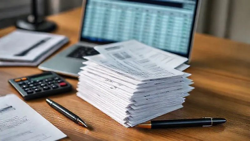 A photorealistic, professional photography, 8K, cinematic lighting, sharp focus, depth of field, shot on a high-end DSLR, of a stack of neatly organized business receipts, a calculator, and a pen on a wooden desk, with a laptop displaying a spreadsheet in the background, symbolizing meticulous expense tracking and tax preparation. A photorealistic, professional photography, 8K, cinematic lighting, sharp focus, depth of field, shot on a high-end DSLR, of a stack of neatly organized business receipts, a calculator, and a pen on a wooden desk, with a laptop displaying a spreadsheet in the background, symbolizing meticulous expense tracking and tax preparation.