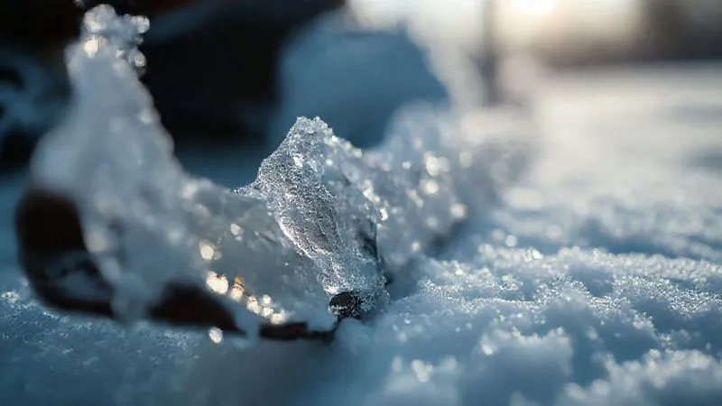 A photorealistic close-up of sharp, angular ice crystals on a cross-country ski base, illustrating the abrasive nature of cold snow, with subtle light refracting through the crystals. Professional photography, 8K, cinematic lighting, sharp focus, depth of field, shot on a high-end DSLR. A photorealistic close-up of sharp, angular ice crystals on a cross-country ski base, illustrating the abrasive nature of cold snow, with subtle light refracting through the crystals. Professional photography, 8K, cinematic lighting, sharp focus, depth of field, shot on a high-end DSLR.