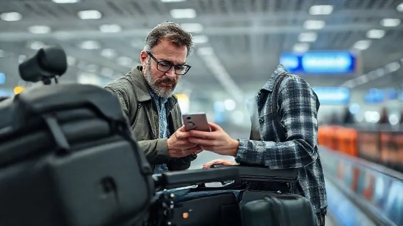 A photorealistic, detailed shot of a traveler meticulously inspecting their power wheelchair for damage at an airport baggage claim, with a concerned expression. They are holding a smartphone, documenting potential issues. The background shows other luggage on a carousel. Professional photography, 8K, cinematic lighting, sharp focus, depth of field, shot on a high-end DSLR. A photorealistic, detailed shot of a traveler meticulously inspecting their power wheelchair for damage at an airport baggage claim, with a concerned expression. They are holding a smartphone, documenting potential issues. The background shows other luggage on a carousel. Professional photography, 8K, cinematic lighting, sharp focus, depth of field, shot on a high-end DSLR.