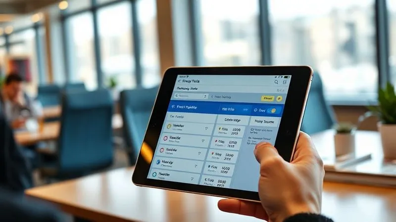 photorealistic, professional photography, 8K, cinematic lighting, sharp focus, depth of field, shot on a high-end DSLR, a sleek tablet displaying a user-friendly rebooking interface for luxury train travel, showing alternative routes and dates, with a blurred backdrop of a high-end travel agency office, emphasizing digital sophistication and ease of use. photorealistic, professional photography, 8K, cinematic lighting, sharp focus, depth of field, shot on a high-end DSLR, a sleek tablet displaying a user-friendly rebooking interface for luxury train travel, showing alternative routes and dates, with a blurred backdrop of a high-end travel agency office, emphasizing digital sophistication and ease of use.
