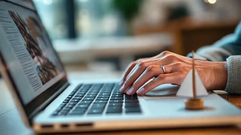 A photorealistic, professional photography, 8K, cinematic lighting, sharp focus, depth of field, shot on a high-end DSLR image of hands thoughtfully typing a detailed online review on a laptop, with a blurred background showing a sophisticated travel magazine and a small, balanced scale, symbolizing fairness and impact. The scene suggests constructive feedback for industry improvement. A photorealistic, professional photography, 8K, cinematic lighting, sharp focus, depth of field, shot on a high-end DSLR image of hands thoughtfully typing a detailed online review on a laptop, with a blurred background showing a sophisticated travel magazine and a small, balanced scale, symbolizing fairness and impact. The scene suggests constructive feedback for industry improvement.