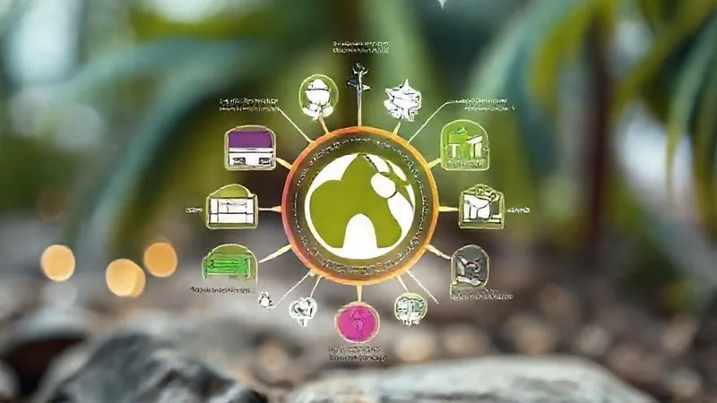 photorealistic, professional photography, 8K, cinematic lighting, sharp focus, depth of field, shot on a high-end DSLR, a vibrant, multi-layered infographic displaying various revenue streams branching out from a central travel business icon, with elements like local tours, virtual events, merchandise, and consulting services. The composition should be dynamic and visually represent growth and diversification.