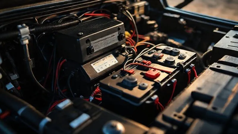 A close-up, photorealistic image of a meticulously wired dual-battery setup in the engine bay of a rugged overland vehicle, with a prominent DC-DC charger and heavy-gauge wiring, all clean and organized. Cinematic lighting highlights the technical details, sharp focus, depth of field blurring the background. Photorealistic, professional photography, 8K, cinematic lighting, sharp focus, depth of field, shot on a high-end DSLR. A close-up, photorealistic image of a meticulously wired dual-battery setup in the engine bay of a rugged overland vehicle, with a prominent DC-DC charger and heavy-gauge wiring, all clean and organized. Cinematic lighting highlights the technical details, sharp focus, depth of field blurring the background. Photorealistic, professional photography, 8K, cinematic lighting, sharp focus, depth of field, shot on a high-end DSLR.
