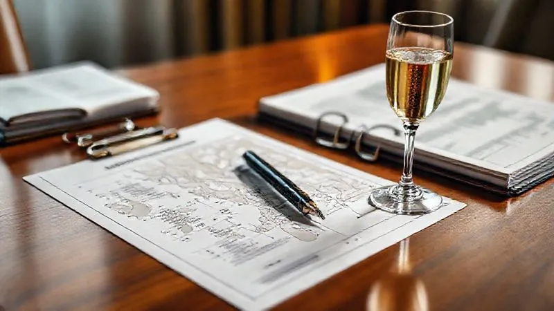 photorealistic, professional photography, 8K, cinematic lighting, sharp focus, depth of field, shot on a high-end DSLR, a meticulously organized luxury travel itinerary laid out on a polished wooden desk, with a fountain pen and a glass of champagne, symbolizing a successfully rebooked and elevated travel plan after a disruption. photorealistic, professional photography, 8K, cinematic lighting, sharp focus, depth of field, shot on a high-end DSLR, a meticulously organized luxury travel itinerary laid out on a polished wooden desk, with a fountain pen and a glass of champagne, symbolizing a successfully rebooked and elevated travel plan after a disruption.