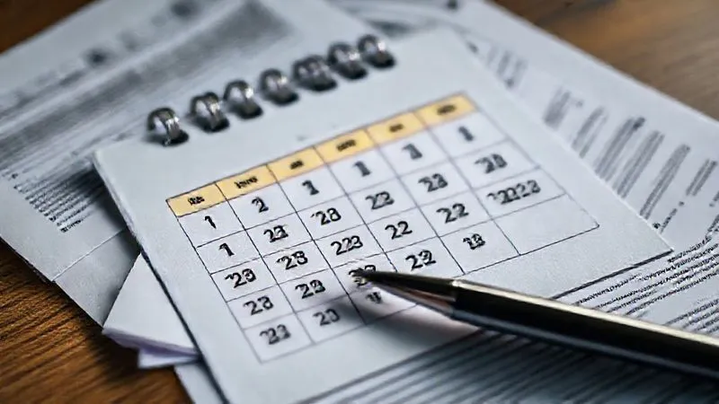 A photorealistic image of a calendar with highlighted dates for permit renewals, surrounded by documents and a pen, symbolizing organized compliance and forward planning. Professional photography, 8K, cinematic lighting, sharp focus, depth of field, shot on a high-end DSLR. A photorealistic image of a calendar with highlighted dates for permit renewals, surrounded by documents and a pen, symbolizing organized compliance and forward planning. Professional photography, 8K, cinematic lighting, sharp focus, depth of field, shot on a high-end DSLR.