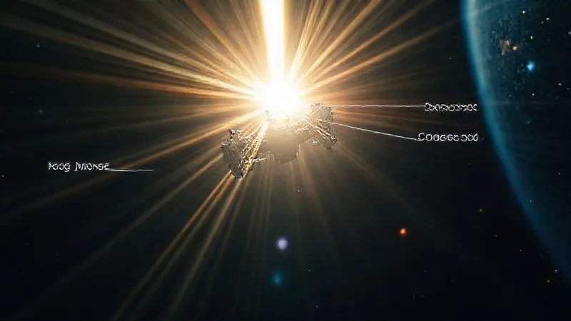 photorealistic, professional photography, 8K, cinematic lighting, sharp focus, depth of field, shot on a high-end DSLR. A stylized visual representation of various funding streams converging into a single powerful beam, illuminating a futuristic space station in orbit. The streams are labeled metaphorically: 'Angel Wings', 'VC Rockets', 'Crowd Currents', 'Grant Galaxies', 'Pre-Sale Stars'.