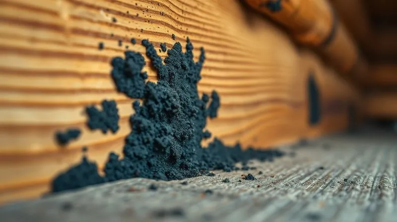 A photorealistic, professional photography close-up of dark mold spores growing on a wooden cabin wall, contrasting with a clean surface nearby, emphasizing the destructive nature of unchecked moisture. 8K, cinematic lighting, sharp focus on the mold, depth of field blurring the background, shot on a high-end DSLR. A photorealistic, professional photography close-up of dark mold spores growing on a wooden cabin wall, contrasting with a clean surface nearby, emphasizing the destructive nature of unchecked moisture. 8K, cinematic lighting, sharp focus on the mold, depth of field blurring the background, shot on a high-end DSLR.