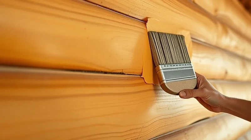 A photorealistic, professional photography close-up of a cabin wall being painted with a specialized mold-resistant coating, showing the texture and even application. The brush strokes are clear, and the overall impression is one of meticulous care and protection. 8K, cinematic lighting, sharp focus on the painting process, depth of field blurring the background, shot on a high-end DSLR. A photorealistic, professional photography close-up of a cabin wall being painted with a specialized mold-resistant coating, showing the texture and even application. The brush strokes are clear, and the overall impression is one of meticulous care and protection. 8K, cinematic lighting, sharp focus on the painting process, depth of field blurring the background, shot on a high-end DSLR.