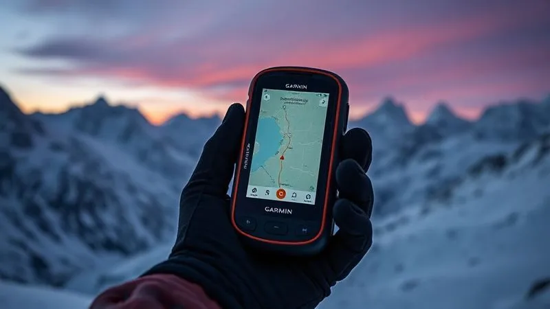 A photorealistic, professional photography, 8K, cinematic lighting, sharp focus, depth of field, shot on a high-end DSLR of a rugged, modern satellite messenger device (like a Garmin inReach) displaying a clear GPS map, held in a gloved hand against the dramatic, snow-capped backdrop of a remote high-altitude mountain range at dusk. The screen glows softly, showing a clear track and an emergency beacon icon, symbolizing critical communication and navigation in extreme conditions. A photorealistic, professional photography, 8K, cinematic lighting, sharp focus, depth of field, shot on a high-end DSLR of a rugged, modern satellite messenger device (like a Garmin inReach) displaying a clear GPS map, held in a gloved hand against the dramatic, snow-capped backdrop of a remote high-altitude mountain range at dusk. The screen glows softly, showing a clear track and an emergency beacon icon, symbolizing critical communication and navigation in extreme conditions.