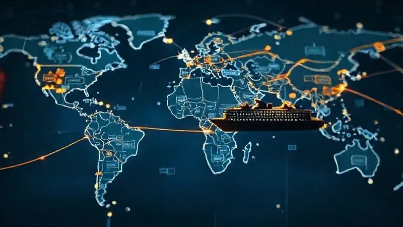 Photorealistic, professional photography, 8K, cinematic lighting, sharp focus, depth of field, shot on a high-end DSLR. A complex, interconnected web of international borders and visa stamps on a stylized world map, with a faint silhouette of a cruise ship tracing a global route. The lines of connection are glowing, symbolizing the flow of travel and the intricate nature of global entry requirements. Photorealistic, professional photography, 8K, cinematic lighting, sharp focus, depth of field, shot on a high-end DSLR. A complex, interconnected web of international borders and visa stamps on a stylized world map, with a faint silhouette of a cruise ship tracing a global route. The lines of connection are glowing, symbolizing the flow of travel and the intricate nature of global entry requirements.
