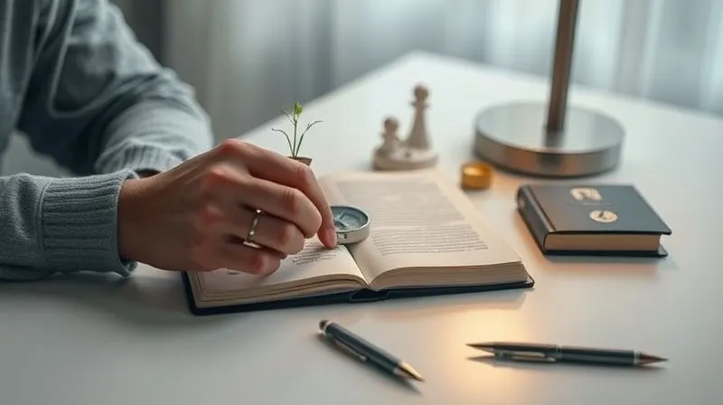 A photorealistic, professional image of a person thoughtfully arranging a collection of diverse symbolic objects on a clean, minimalist desk – perhaps a small plant, a compass, a book, and a single, well-used pen. Soft, contemplative lighting, representing the careful construction of a new path. 8K, cinematic lighting, sharp focus, depth of field, shot on a high-end DSLR.