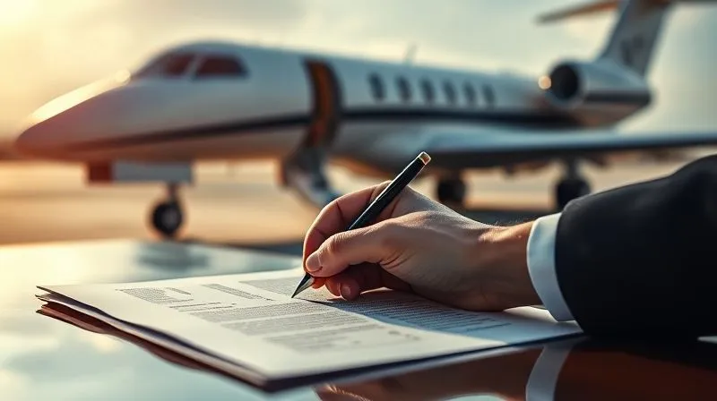 A photorealistic, professional photography, 8K, cinematic lighting, sharp focus, depth of field, shot on a high-end DSLR of a hand signing a complex private jet charter agreement, with a blurred background showing a clock ticking rapidly and a sleek private jet awaiting departure on the tarmac, conveying the urgency of the moment. A photorealistic, professional photography, 8K, cinematic lighting, sharp focus, depth of field, shot on a high-end DSLR of a hand signing a complex private jet charter agreement, with a blurred background showing a clock ticking rapidly and a sleek private jet awaiting departure on the tarmac, conveying the urgency of the moment.
