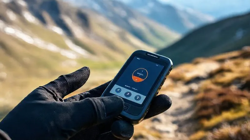 A close-up, photorealistic shot of a modern, sleek personal satellite messenger device held in a gloved hand against a blurred background of a remote, scenic mountain trail. The device's screen shows a clear GPS signal and an active SOS button. Professional photography, 8K, cinematic lighting, sharp focus on the device, depth of field blurring the background, shot on a high-end DSLR. A close-up, photorealistic shot of a modern, sleek personal satellite messenger device held in a gloved hand against a blurred background of a remote, scenic mountain trail. The device's screen shows a clear GPS signal and an active SOS button. Professional photography, 8K, cinematic lighting, sharp focus on the device, depth of field blurring the background, shot on a high-end DSLR.