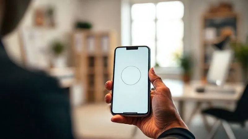 A photorealistic, professional photography, 8K, cinematic lighting, sharp focus, depth of field image of a smartphone screen displaying a minimalist meditation app interface, held gently in the hands of a professional (diverse ethnicity, 30s) who is sitting in a serene, uncluttered office space. The background is softly blurred, suggesting a focus on the digital tool as an aid to calm. Shot on a high-end DSLR. A photorealistic, professional photography, 8K, cinematic lighting, sharp focus, depth of field image of a smartphone screen displaying a minimalist meditation app interface, held gently in the hands of a professional (diverse ethnicity, 30s) who is sitting in a serene, uncluttered office space. The background is softly blurred, suggesting a focus on the digital tool as an aid to calm. Shot on a high-end DSLR.