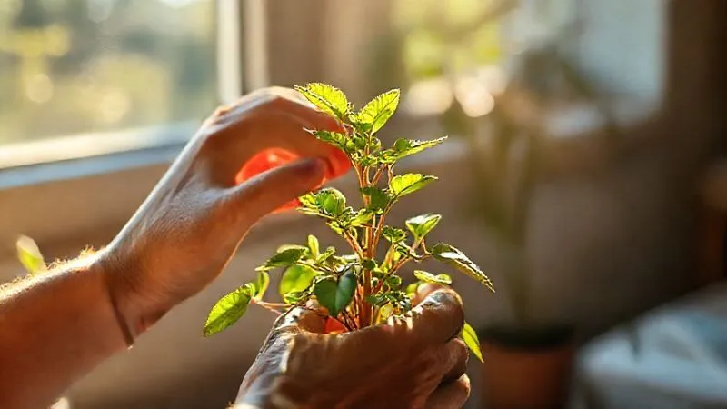 A photorealistic image of a person tending to a small, vibrant indoor plant, hands gently touching the leaves, sunlight streaming through a window, symbolizing growth, care, and sustained well-being after a journey, 8K, cinematic lighting. A photorealistic image of a person tending to a small, vibrant indoor plant, hands gently touching the leaves, sunlight streaming through a window, symbolizing growth, care, and sustained well-being after a journey, 8K, cinematic lighting.