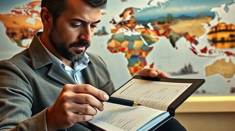 photorealistic, professional photography, 8K, cinematic lighting, sharp focus, depth of field, shot on a high-end DSLR, a luxury travel consultant meticulously reviewing a detailed itinerary on a tablet, with a backdrop of a world map and exotic destination photos. The consultant's expression is focused and detail-oriented, symbolizing strategic planning and flawless execution for a high-stakes client trip. A pen rests on a notebook filled with precise notes. photorealistic, professional photography, 8K, cinematic lighting, sharp focus, depth of field, shot on a high-end DSLR, a luxury travel consultant meticulously reviewing a detailed itinerary on a tablet, with a backdrop of a world map and exotic destination photos. The consultant's expression is focused and detail-oriented, symbolizing strategic planning and flawless execution for a high-stakes client trip. A pen rests on a notebook filled with precise notes.