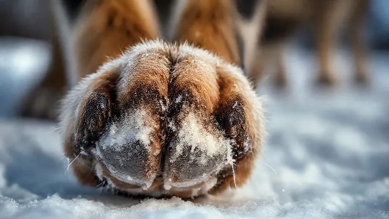 A close-up, photorealistic image of a sled dog's paw pads showing subtle signs of wear and tear, with a slight frost or dryness, emphasizing the harsh trail conditions. Professional photography, 8K, cinematic lighting, sharp focus, depth of field, shot on a high-end DSLR. A close-up, photorealistic image of a sled dog's paw pads showing subtle signs of wear and tear, with a slight frost or dryness, emphasizing the harsh trail conditions. Professional photography, 8K, cinematic lighting, sharp focus, depth of field, shot on a high-end DSLR.