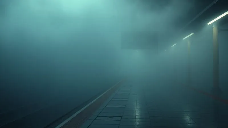 A photorealistic image of a train station platform obscured by heavy, swirling fog, with a 'DELAYED' sign barely visible in the distance. The atmosphere is melancholic and slightly unsettling, conveying the uncertainty of travel disruptions. Cinematic lighting, sharp focus on the immediate foreground, depth of field blurring the station, 8K hyper-detailed, shot on a high-end DSLR. A photorealistic image of a train station platform obscured by heavy, swirling fog, with a 'DELAYED' sign barely visible in the distance. The atmosphere is melancholic and slightly unsettling, conveying the uncertainty of travel disruptions. Cinematic lighting, sharp focus on the immediate foreground, depth of field blurring the station, 8K hyper-detailed, shot on a high-end DSLR.