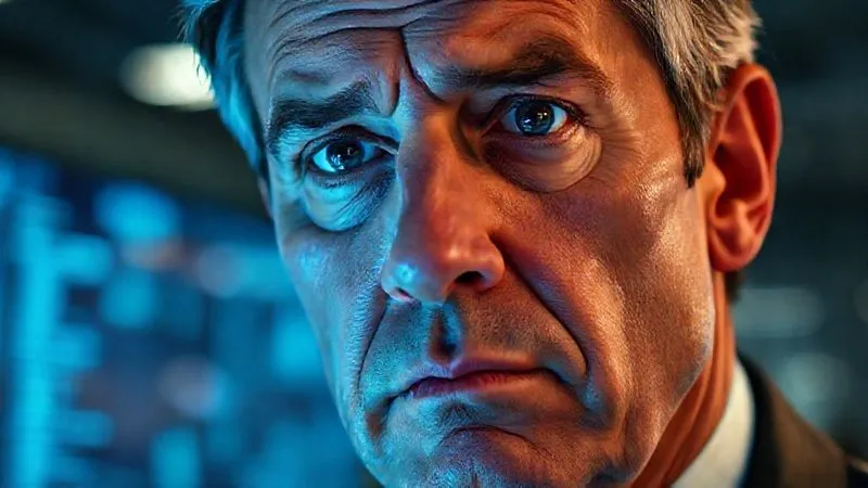 A photorealistic close-up of an executive's face, mid-40s, looking stressed and overwhelmed, illuminated by the cold blue light of multiple digital screens reflected in their eyes. The background is blurred office environment. Professional photography, 8K, cinematic lighting, sharp focus on the face, depth of field. No text or logos. A photorealistic close-up of an executive's face, mid-40s, looking stressed and overwhelmed, illuminated by the cold blue light of multiple digital screens reflected in their eyes. The background is blurred office environment. Professional photography, 8K, cinematic lighting, sharp focus on the face, depth of field. No text or logos.