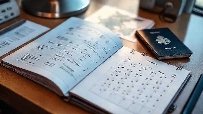 photorealistic, professional photography, 8K, cinematic lighting, sharp focus, depth of field, shot on a high-end DSLR. A meticulously organized travel planner open on a desk, showing flight details, cruise itinerary, and a calendar with highlighted pre-cruise days, alongside a passport and travel insurance documents, bathed in soft, reassuring light, symbolizing proactive planning and peace of mind. photorealistic, professional photography, 8K, cinematic lighting, sharp focus, depth of field, shot on a high-end DSLR. A meticulously organized travel planner open on a desk, showing flight details, cruise itinerary, and a calendar with highlighted pre-cruise days, alongside a passport and travel insurance documents, bathed in soft, reassuring light, symbolizing proactive planning and peace of mind.