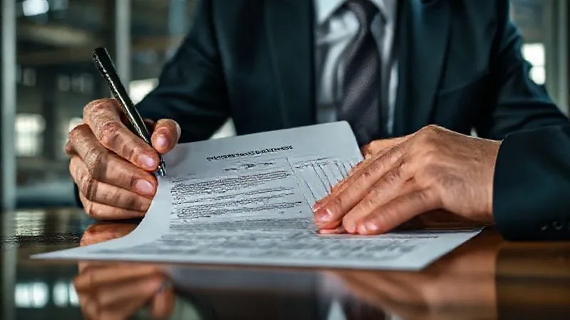 Photorealistic, professional photography, 8K, cinematic lighting, sharp focus, depth of field, shot on a high-end DSLR. A close-up of a legal document, a 'Property Access Agreement' or 'Location Release Form', being signed by a businessperson in a suit, with a blurred backdrop of an abandoned industrial building seen through a window. The scene emphasizes the formal process of gaining legal access to private urbex locations. Photorealistic, professional photography, 8K, cinematic lighting, sharp focus, depth of field, shot on a high-end DSLR. A close-up of a legal document, a 'Property Access Agreement' or 'Location Release Form', being signed by a businessperson in a suit, with a blurred backdrop of an abandoned industrial building seen through a window. The scene emphasizes the formal process of gaining legal access to private urbex locations.