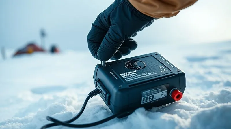 photorealistic, professional photography, 8K, cinematic lighting, sharp focus, depth of field, shot on a high-end DSLR, a rugged, gloved hand is carefully connecting a highly insulated battery pack to a robust satellite communication device, both resting on a thick layer of snow, with a faint, distant research camp visible through a light snow flurry in the background, emphasizing critical communication and redundancy in extreme conditions. photorealistic, professional photography, 8K, cinematic lighting, sharp focus, depth of field, shot on a high-end DSLR, a rugged, gloved hand is carefully connecting a highly insulated battery pack to a robust satellite communication device, both resting on a thick layer of snow, with a faint, distant research camp visible through a light snow flurry in the background, emphasizing critical communication and redundancy in extreme conditions.