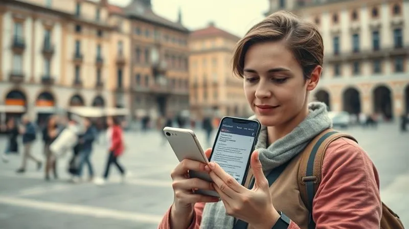 A photorealistic, professional photography, 8K image of a traveler holding a smartphone, looking at a news alert about a cultural event. The background shows a bustling city square with historical buildings. The traveler's expression is focused but calm. Cinematic lighting, sharp focus on the smartphone screen, depth of field blurring the background. Shot on a high-end DSLR. A photorealistic, professional photography, 8K image of a traveler holding a smartphone, looking at a news alert about a cultural event. The background shows a bustling city square with historical buildings. The traveler's expression is focused but calm. Cinematic lighting, sharp focus on the smartphone screen, depth of field blurring the background. Shot on a high-end DSLR.